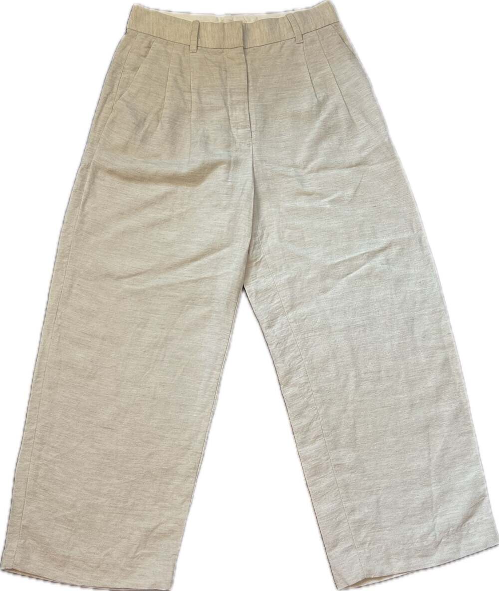 Wilfred Aritzia Linen The Effortless Pant Cropped Beige Quiet Luxury Office